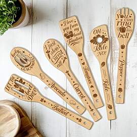 CUTHOLLOW 6Pcs Gemüse Kochlöffel Holz Set,