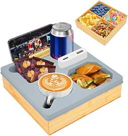CXRYLZ-FUR Bambus Couchbar Snackbox Mit Fächern,