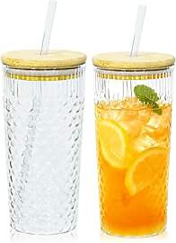 CZCMYAU 2er-Pack 23-oz-Glasbecher mit Deckel und