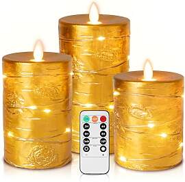 Da by Goldene LED Kerzen, Batteriekerze mit