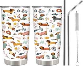 Dackel Tasse, 600ml Edelstahl Trinkglas mit