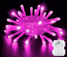 Dalugo Rosa Lichterkette Batterie Timer, 3M 30 LED 