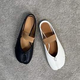Damen-Ballerinas aus echtem Leder, schwarzes