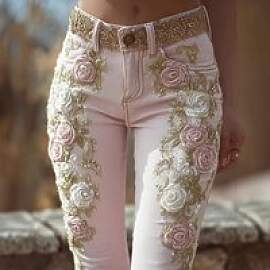 Damen-Jeans im Vintage-Stil mit rosa