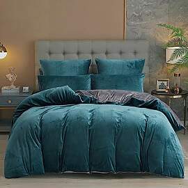 Damier Winter Bettwäsche 135x200cm Petrol Grau