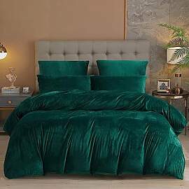 Damier Winter Plüsch Bettwäsche 155x220cm Grün