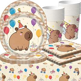 Danbghyuo Capybara PartyGeschirr Set, 61 Pcs