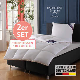 Daunenbettdecke + 3-Kammer-Kopfkissen EXCELLENT