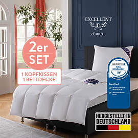 Daunenbettdecke + 3-Kammer-Kopfkissen EXCELLENT