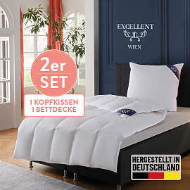 Daunenbettdecke + 3-Kammer-Kopfkissen EXCELLENT