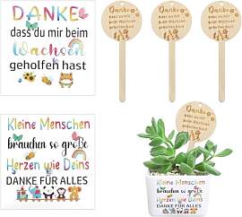 DAWRIS 4 Stück Aufkleber für Blumentopf + 4