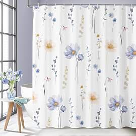 Dazzlewall Duschvorhang Aquarell Blumen 180 x 180
