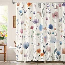 Dazzlewall Duschvorhang Aquarell Blumen 180 x 180