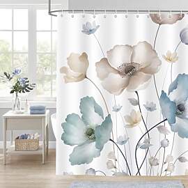 Dazzlewall Duschvorhang Bunt Blumen 180x180cm,
