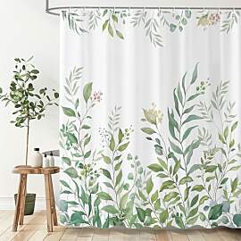 Dazzlewall Duschvorhang Grün Eukalyptus Blatt,