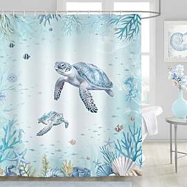 Dazzlewall Meeresschildkröte Duschvorhang Blauer