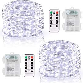 DBFAIRY Lichterkette Batterie, 2x10M 100 LED Mit