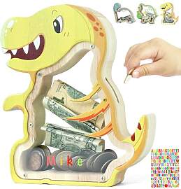 DBPBToU Spardose Kinder aus Holz Spardose Dino,