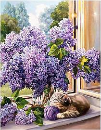 DCIDBEI Diamond Painting Lila Blumen 40x50cm Malen 