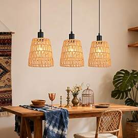 Deboola Hängelampe Boho Pendelleuchte Rattan - 3