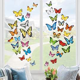 decalmile 38 Stück Fensterbilder Schmetterlinge