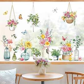 decalmile Fensteraufkleber Blumen Frühling