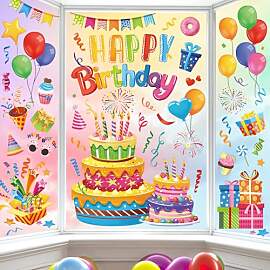 decalmile Fensteraufkleber Happy Birthday