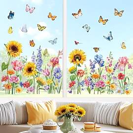 decalmile Fensterbilder Blumen Fensteraufkleber