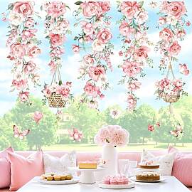 decalmile Fensterbilder Blumen Rosa