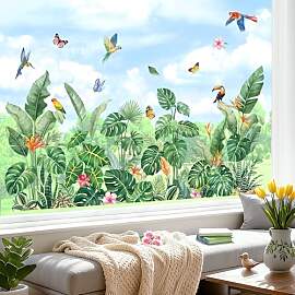 decalmile Fensterbilder Frühling Blätter Grüne