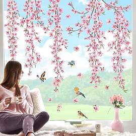 decalmile Fensterbilder Frühling Kirschblüte