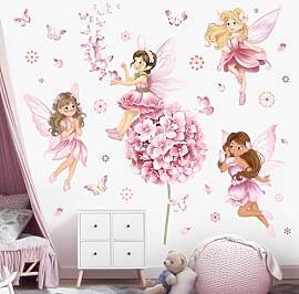 decalmile Wandtattoo Rosa Feen Elfen Schwingen