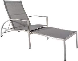 Deckchair Jona - Edelstahl gebürstet, Jatex