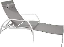 Deckchair Vedia - jatex hellgrau, Gestell weiß