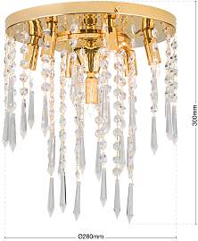 Deckenluster PALME, 7-flammig, Gold, Ø 28cm