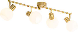 Deckenstrahler Gold mit Opalglas 4-flammig