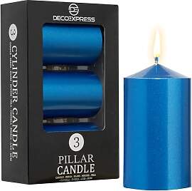 DECO EXPRESS Metallic Stumpenkerzen Set, 3er-Pack, 