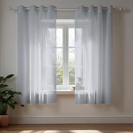 Deconovo 2er Set Gardinen Transparent Ösenvorhang 