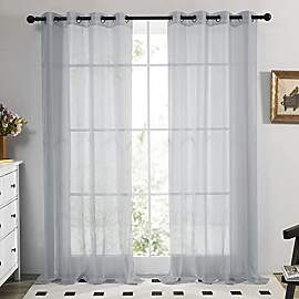 Deconovo 2er Set Ösenvorhang Voile Vorhang Voile