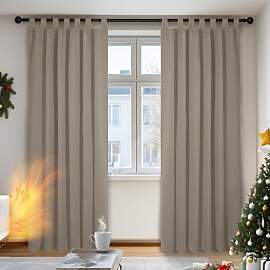 Deconovo Vorhang Blickdicht Schlaufen Taupe 2