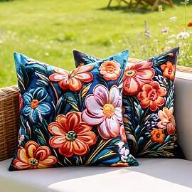 DecorMommt Frühling Blumen Kissenbezug 45x45 cm