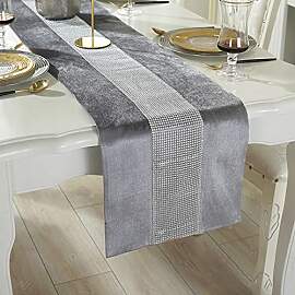Deggodech Tischläufer Grau 210cm Lang Glitter
