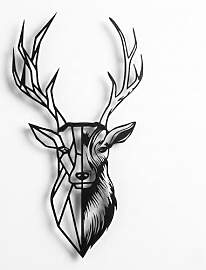 DEKADRON Metall Hirschkopf Natur Metall Wandkunst