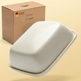 DEKAZIA® Butterdose Keramik mit Deckel Grau Beige 