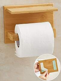 DEKAZIA® Klopapierhalter Holz mit Ablage –