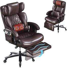 DEKKETO Bürostuhl Ergonomisch mit Fußstütze, PU 