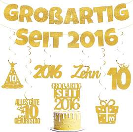 Deko 10 Geburtstag Girlande Junge Mädchen -