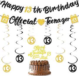 Deko 13. Geburtstag Junge Mädchen Banner - 13