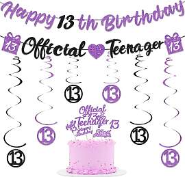 Deko 13. Geburtstag Junge Mädchen Banner - 13