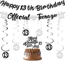 Deko 13. Geburtstag Junge Mädchen Banner - 13